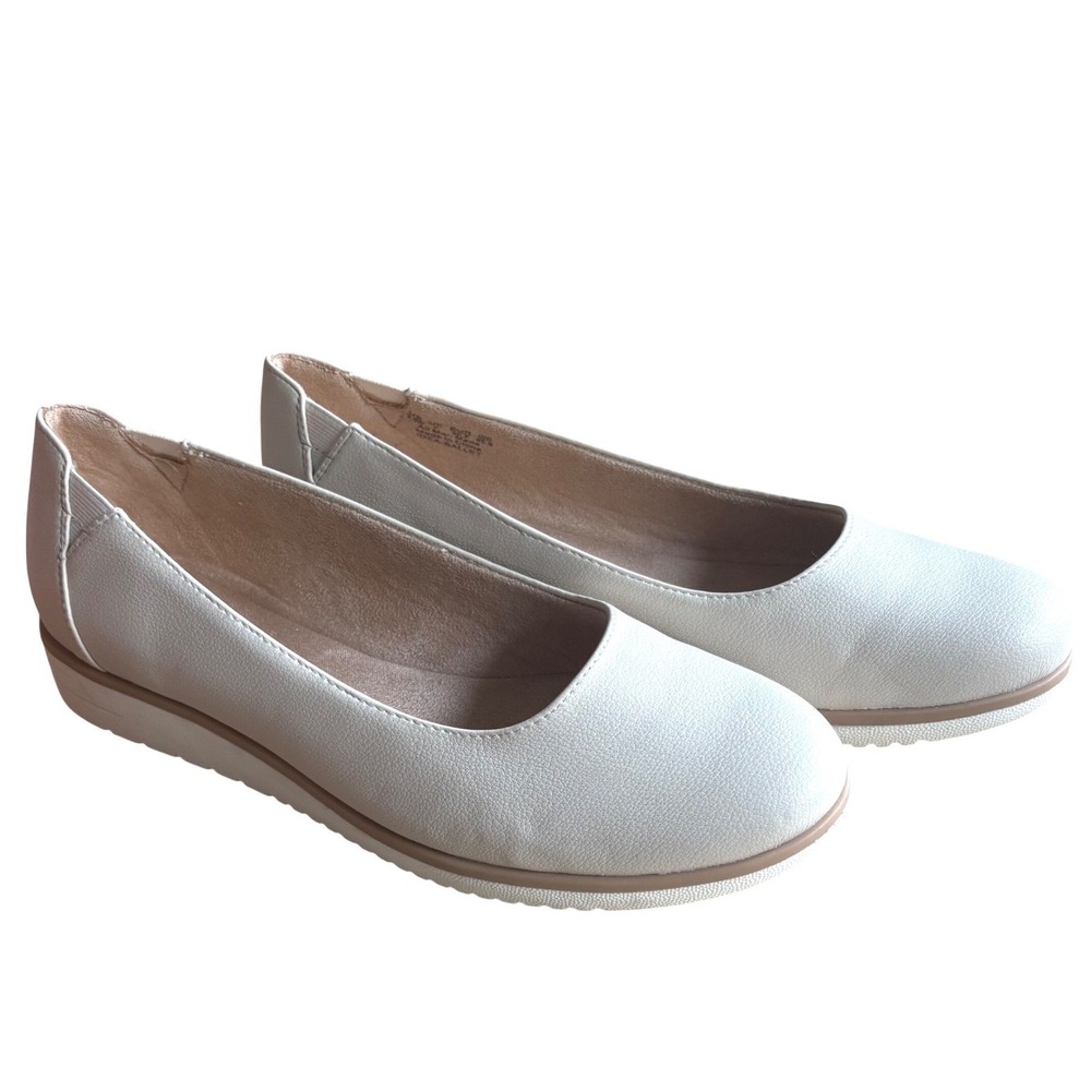 $110 SOUL Naturalizer Cream Slip On Idea Ballet Flat Shoes Comfort Wedge Sz W9.5